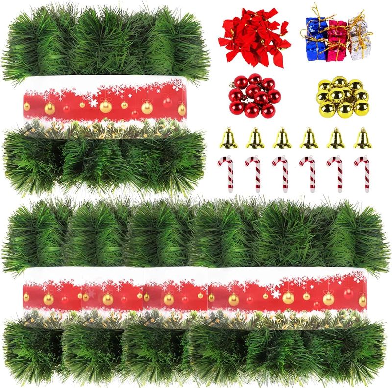 Photo 1 of  Christmas Garland for Christmas Decoration, Non-Lit Soft Greenery Holiday Decor for Outdoor Indoor Artificial Christmas Twist Garland Home Artificial Greenery Wedding Party Decoration