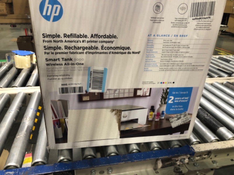 Photo 2 of HP Smart Tank 5000 Wireless All-in-One Ink Tank Printer with up to 2 years of ink included, mobile print, scan, copy, white, 17.11 x 14.23 x 6.19