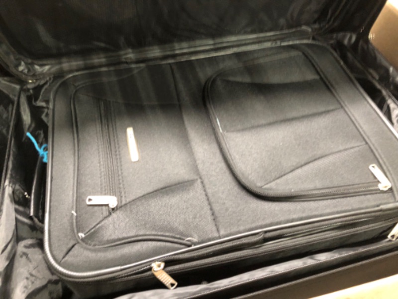 Photo 4 of ***MISSING SMALL ROLLING BAG***

Rockland Journey Softside Upright Luggage Set, Black, 4-Piece (14/19/24/28) 4-Piece Set (14/19/24/28) Black