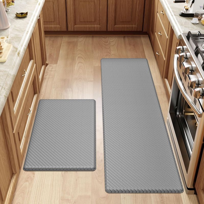 Photo 1 of  Kitchen Mat Set: Anti-Fatigue, Non-Slip, Waterproof, Easy to Clean, for Kitchen, Laundry, Living Room, Bedroom, Bathroom, 2 Pieces