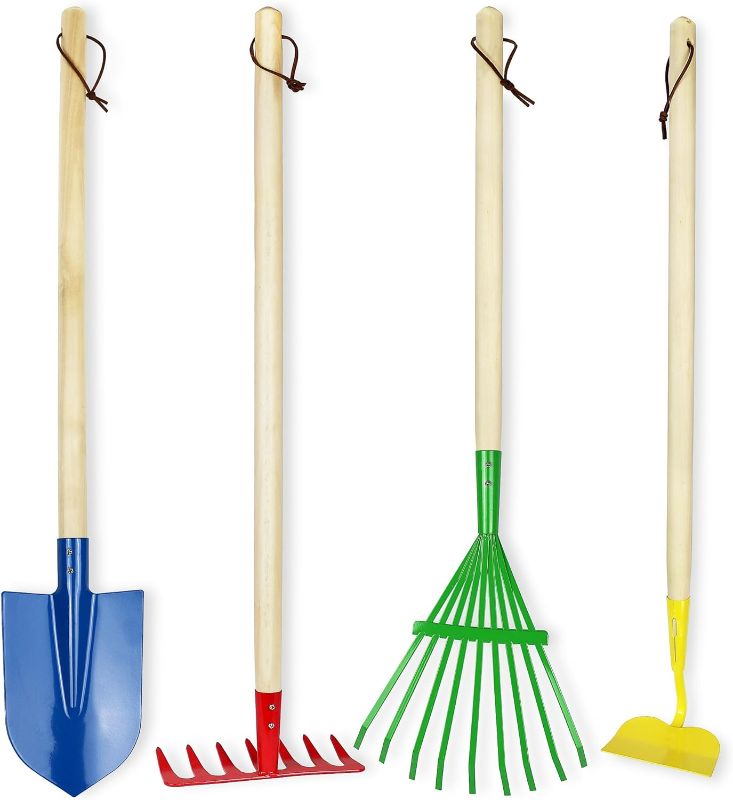 Photo 1 of Click N' Play Kids Shovel and Rake Set | 4 Piece Kids Garden, Yard and Lawn Tools Set | Toddler Rake for Leaves | Perfect Outdoor Toys for Toddlers and Kids Ages 3-8