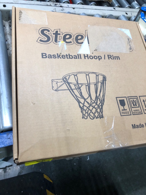 Photo 2 of ** USED** steelway Basketball Hoop for 14/16Ft Trampoline, Basketball Rim Replacement, Basketball Hoop Wall Mount, Basketball Ring with 2pcs Connect Hooks Indoor Outdoor, Part# 14 Blue