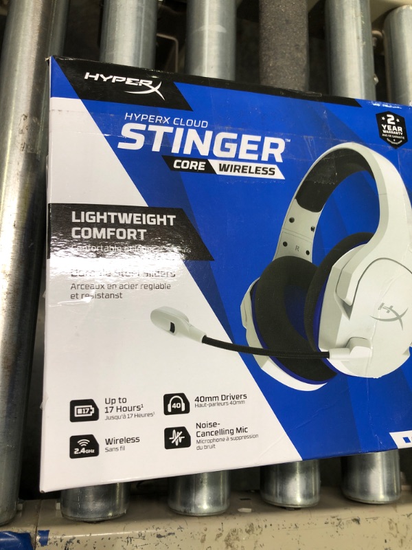 Photo 1 of HyperX HHSS1C-KB-WT/G Cloud Stinger Core – Wireless Gaming Headset, for PS4, PS5, PC, Lightweight, Durable Steel Sliders, Noise-Cancelling Microphone - White Wireless Cloud Stinger Core