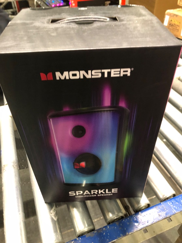 Photo 4 of Monster Sparkle Bluetooth Speakers 80W, Powerful Sound and Punchy Bass, Full-Screen Colorful Lights, 24H Playtime, Bluetooth 5.3, Portable Wireless Speakers for Outdoor, Party