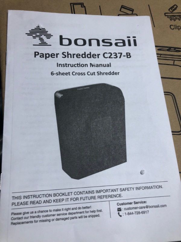 Photo 3 of Bonsaii Paper Shredder for Home Use,6-Sheet Crosscut Paper and Credit Card Shredder for Home Office,Home Shredder with Handle for Document,Mail,Staple,Clip-3.4 Gal Wastebasket(C237-B) 6-Sheet Cross Cut