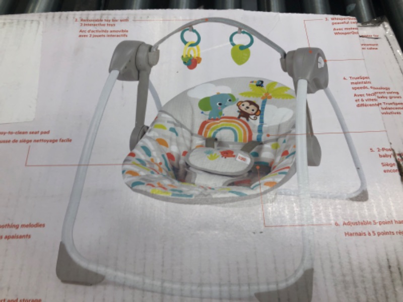 Photo 3 of Bright Starts Playful Paradise Portable Compact Automatic Baby Swing with Music, Unisex, Newborn +