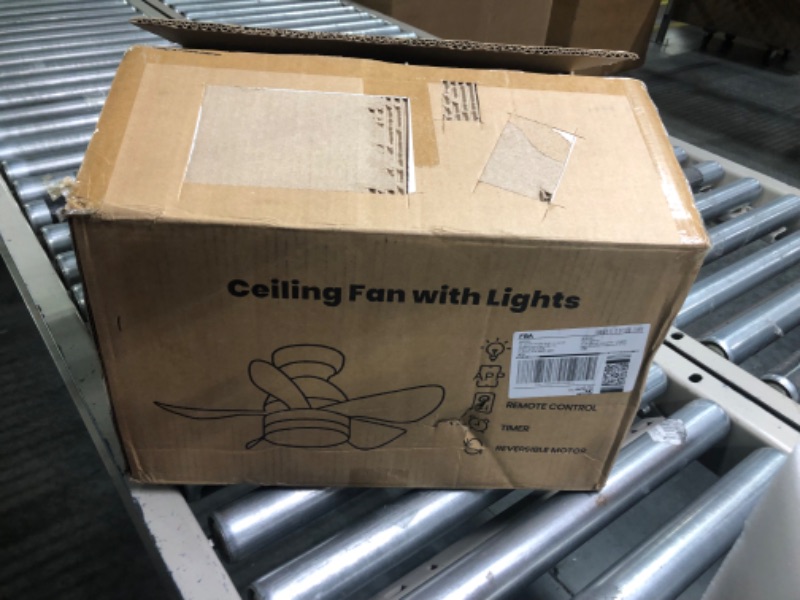 Photo 1 of 7PM Ceiling Fans with Lights, 30 Inch Flush Mount Ceiling Fan with Remote & APP Control, Dimmable LED Ceiling Fan 2160 Lumens 22W, 6 Wind Speeds, Small Black Ceiling Fan for Indoor and Outdoor Covered