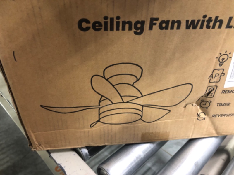 Photo 1 of 7PM Ceiling Fans with Lights, 30 Inch Flush Mount Ceiling Fan with Remote & APP Control, Dimmable LED Ceiling Fan 2160 Lumens 22W, 6 Wind Speeds, Small Black Ceiling Fan for Indoor and Outdoor Covered