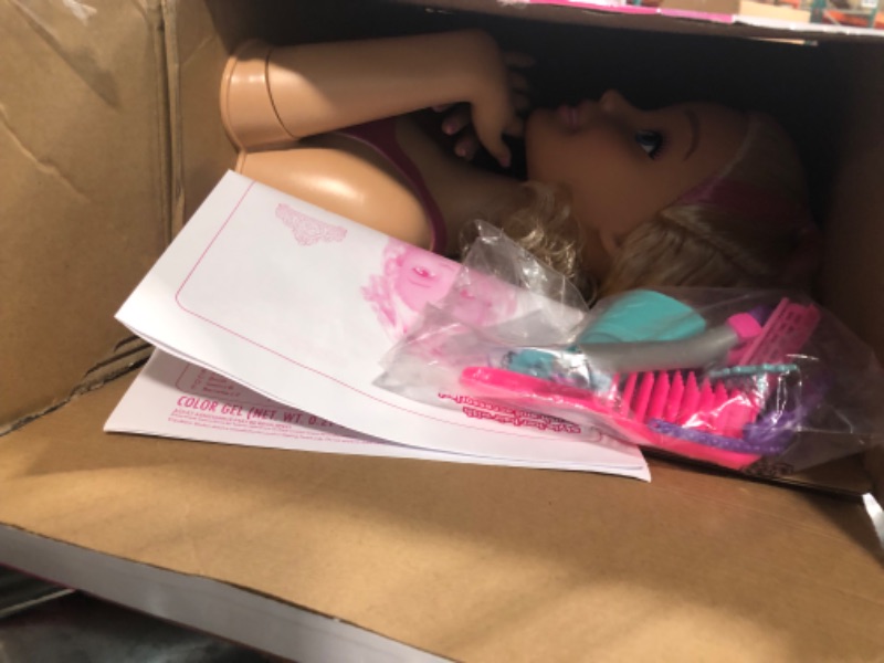 Photo 1 of Barbie Unicorn Party 27-piece Deluxe Styling Head, Blonde Hair, Pretend Play, Amazon Exclusive