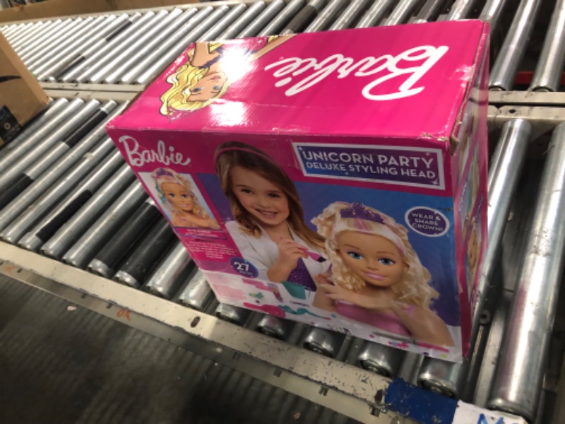 Photo 1 of Barbie Unicorn Party 27-piece Deluxe Styling Head, Blonde Hair, Pretend Play, Amazon Exclusive
