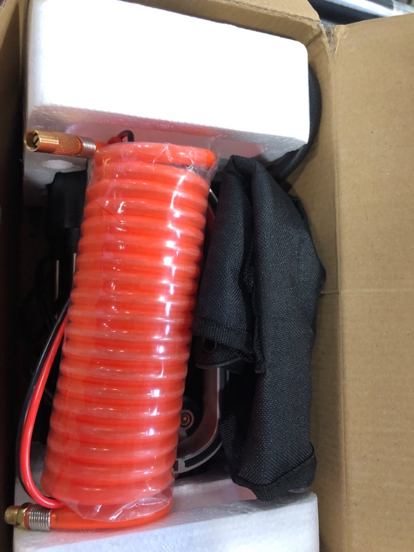 Photo 1 of GSPSCN Portable Digital Car Tire Inflator with Gauge 150Psi Auto Shut-Off, Heavy Duty Double Cylinders 12V Air Compressor Pump with LED Light for Auto,Truck,Car,Bicycles,RV,SUV,Balls etc. Silver