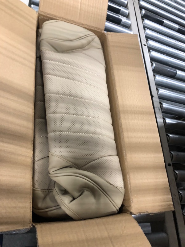Photo 1 of FEELON 2 Pieces LB Car Seat Covers Front Bottom Seat Cushion Covers, Waterproof Nappa Leather, Anti-Slip and Wrap Around The Bottom, Universal Auto Interior Fit for Sedans SUV Pick-up Truck, Beige