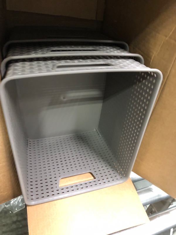 Photo 1 of Set if three grey small storage bins