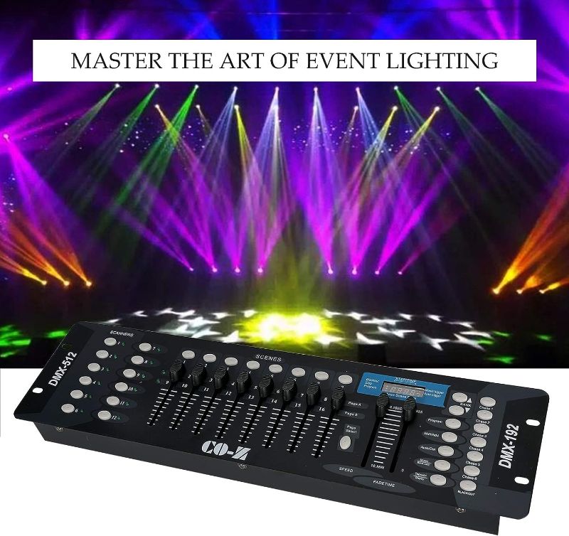 Photo 1 of CO-Z 192 DMX 512 Stage DJ Light Controller Lighting Mixer Board Console for Light Shows, Party Disco Pub Night Club DJs KTV Bars and Moving Heads