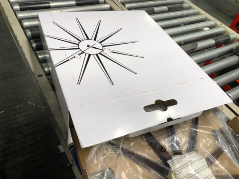Photo 1 of Aurtem Mid Century Wall Clock - Wooden Starburst Clock Replica George Nelson Sunburst Clock for Decorative Office Wall Living Room (Walnut 19") Walnut-aluminum Center