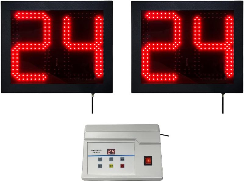 Photo 1 of GAN XIN 2 Units Basketball Timer Shot Clock & Controller,14/24 Seconds Countdown Clock,Portable Shot Clock with Buzzer, Support Tripod Installation (24S (2units))
