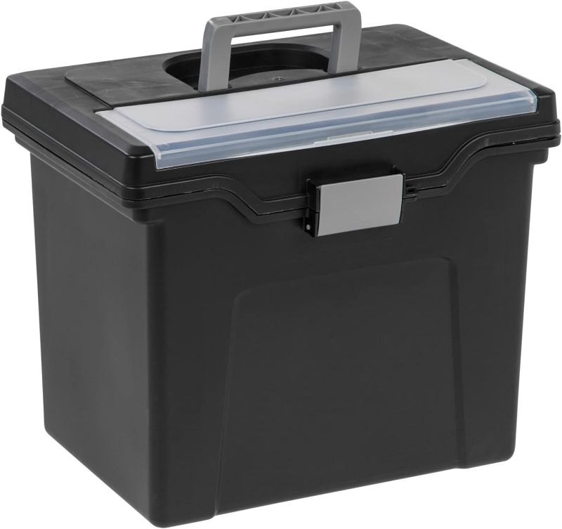 Photo 1 of Office Depot Large Mobile File Box, Letter Size, 11 5/8in.H x 13 3/8in.W x 10in.D, Black/Silver, 110987