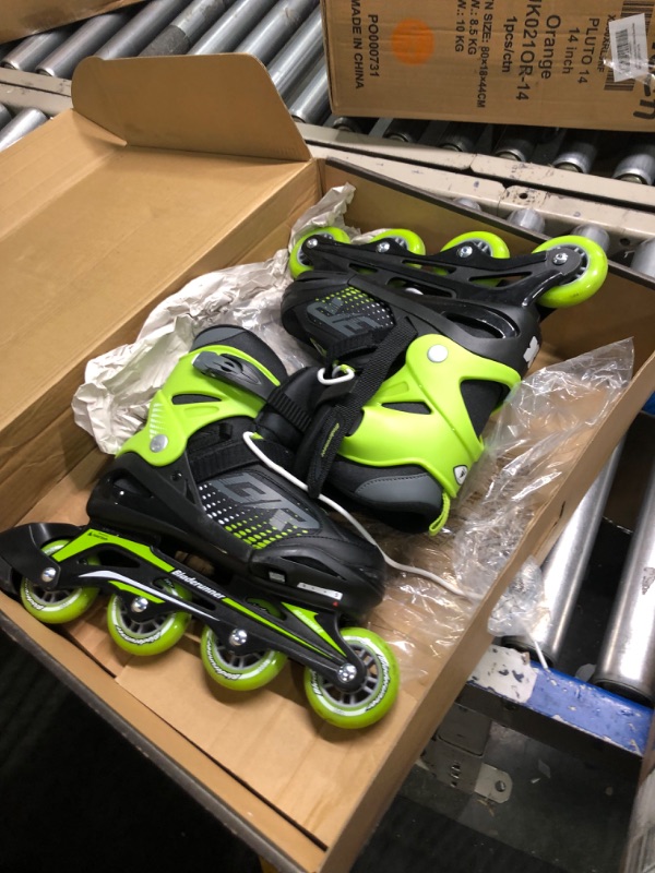 Photo 3 of Bladerunner by Rollerblade Phoenix Boys Adjustable Fitness Inline Skate, Black and Green, Junior, Value Performance Inline Skates