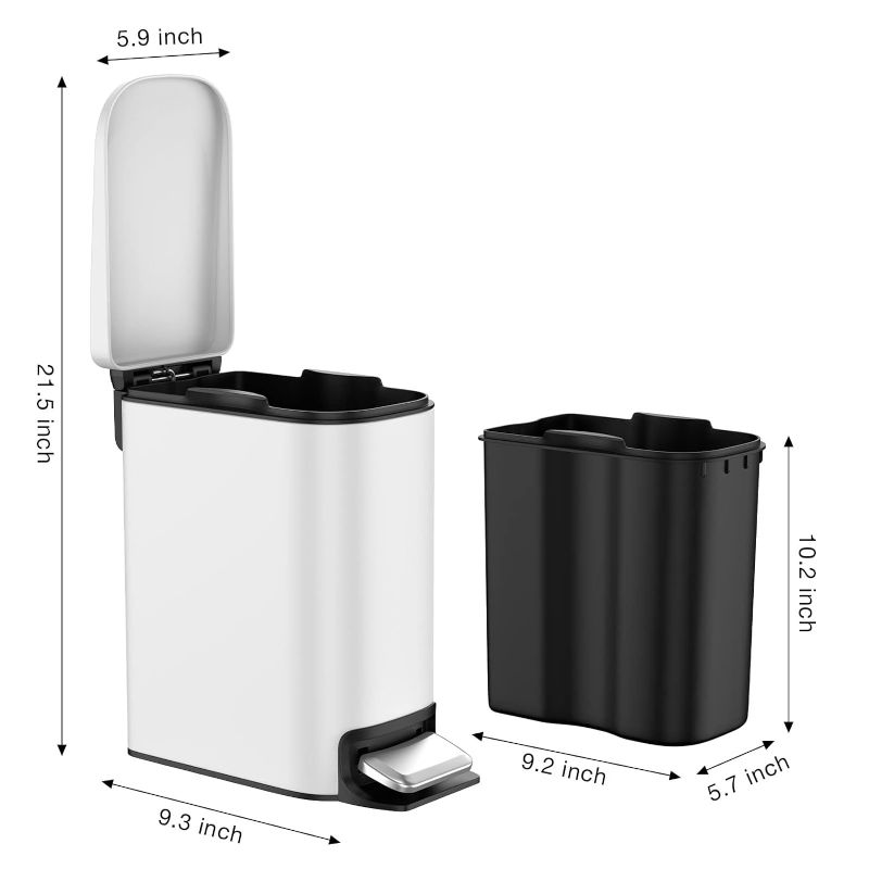 Photo 1 of BETHEBEST 6 Liter/1.6 Gallon Small Trash Can with Soft Close Lid, Rectangular 