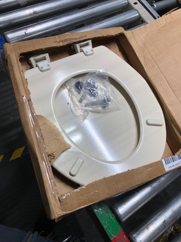 Photo 3 of **USED FOR PARTS** Bemis 500EC 146 Toilet Seat with Easy Clean & Change Hinges, Round, Durable Enameled Wood, Almond Almond 1 Pack Round