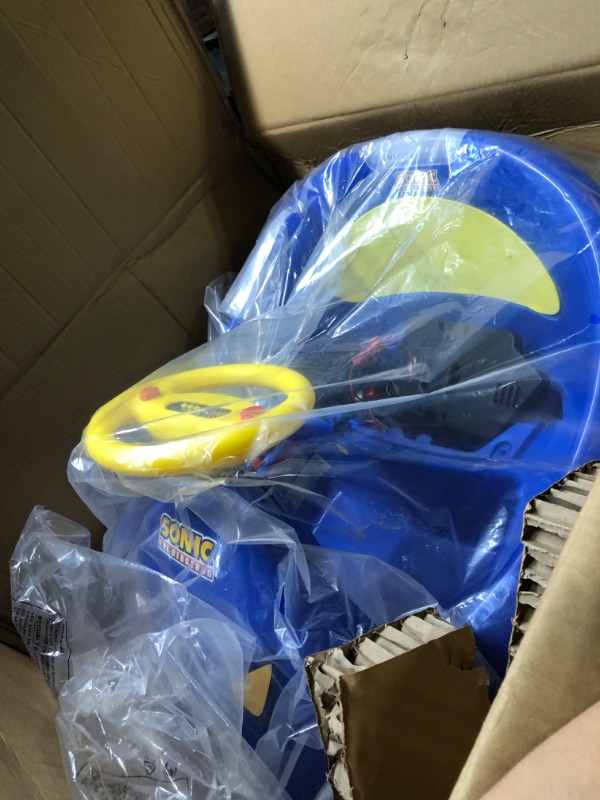 Photo 2 of **USED NEEDS NEW STEERING WHEEL AND CHARGER** Sonic The Hedgehog Bumper Car for Kids, 2 Speed Electric Bumper Car Vehicle, Toddler Bumper Car with Remote Control and 360 Degree Turning, 12V 20W Motor, LED Lights, Gifts for Toddlers Ride On Bumper Car