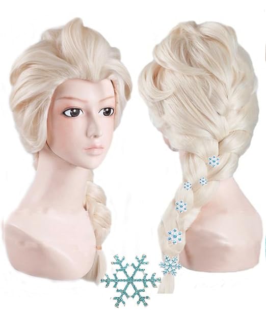 Photo 1 of Anogol Wig Cap+6 Hairpins Princess Wig for Girls Women Blonde Cosplay Wig Long Blonde Kids Princess Braided Wig Girl's Braided Long White Blonde Cosplay Wig Synthetic Pigtail Hair for Party Halloween