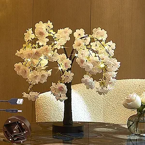 Photo 1 of LITBLOOM Lighted Cherry Blossom Tree Pink 18IN 40 LED with Timer Artificial Tabletop Bonsai Tree Lights USB Plug or Battery Operated for Wedding Party Home Birthday Decoration