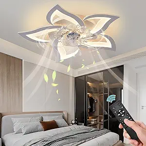 Photo 1 of Low Profile Ceiling Fan with Lights,110v Modern Dimmable Flower Shape Ceiling Light Fan with Remote Control/app Control,Timing 6 Gear Speeds Fan Ceiling Lamp.