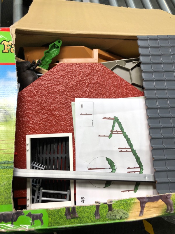 Photo 4 of Schleich Farm Animal Toys and Playsets - Farm World Red Barn Set with Black Angus Cow Figurines, Farmer Action Figure and Farming Accessories for Kids Ages 3 and Above 2022 Box Style