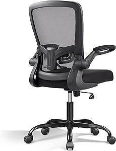 Photo 1 of DEVAISE Mesh Computer Office Chair, Ergonomics Computer Desk Chair with Flip-up Armrest and Adjustable Lumbar Support