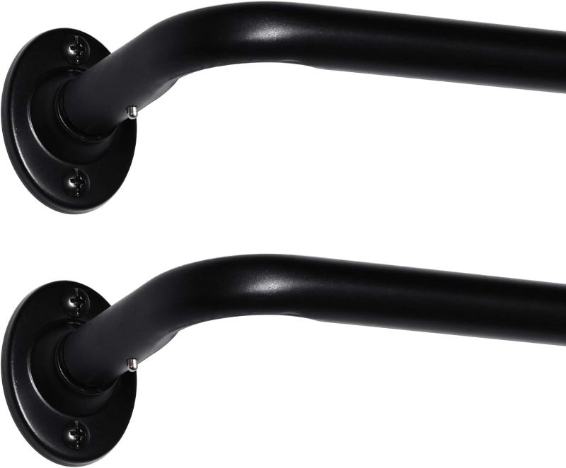 Photo 1 of H.VERSAILTEX 2 Pack Single Curtain Rods Wrap Around Curtain Rods Set Room Darkening Wrap Curtain Rods for Windows 48 to 86 Inch, 5/8 Inch Diameter, Black