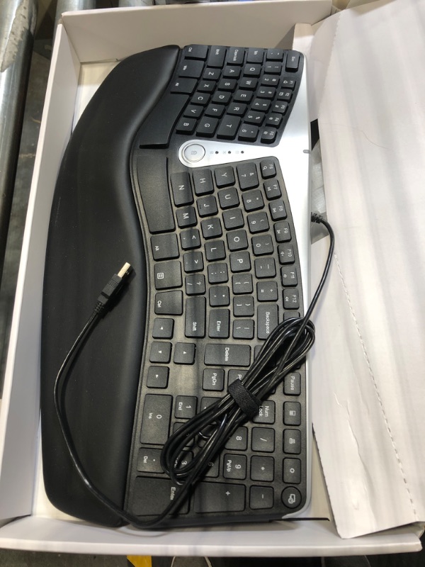 Photo 3 of Nulea Ergonomic Keyboard, Wired Split Keyboard with Pillowed Wrist and Palm Support, Featuring Dual USB Ports, Natural Typing Keyboard for Carpal Tunnel, Compatible with Windows/Mac