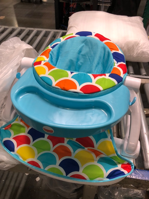 Photo 2 of Fisher-Price Portable Baby Chair, Deluxe Sit-Me-Up Floor Seat with Removable Toys and Snack Tray, Happy Hills