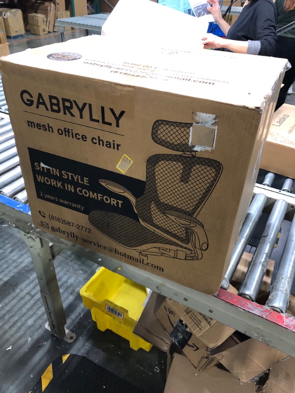 Photo 2 of GABRYLLY Ergonomic Mesh Office Chair, High Back Desk Chair - Adjustable Headrest with Flip-Up Arms, Tilt Function, Lumbar Support and PU Wheels, Swivel Computer Task Chair Black