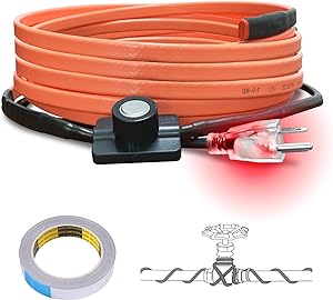 Photo 1 of Cupohus Heat Tape for Water Pipes with Thermostat 12FT, Freeze Protection Self-Regulating Heat Trace Cable for Metal, Plastic Home Pipes, Roof and RV