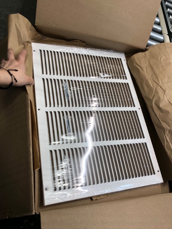 Photo 3 of 20"w X 14"h Steel Return Air Grilles - Sidewall and Ceiling - HVAC Duct Cover - White [Outer Dimensions: 21.75"w X 15.75"h] 20 X 14 White