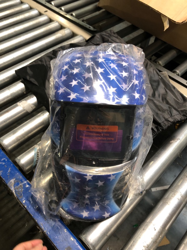 Photo 3 of Geelife Solar Powered Welding Helmet Auto Darkening Hood with Adjustable Shade Range 4/9-13 for Mig Tig Arc Welder Mask (Blue Eagle)