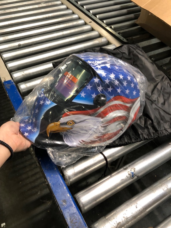 Photo 4 of Geelife Solar Powered Welding Helmet Auto Darkening Hood with Adjustable Shade Range 4/9-13 for Mig Tig Arc Welder Mask (Blue Eagle)
