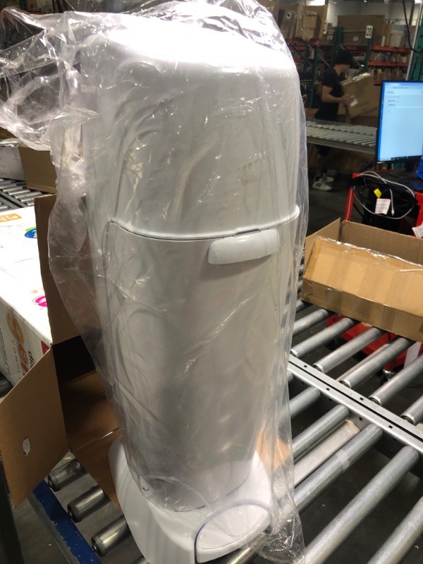 Photo 1 of Diaper Genie Complete Diaper Pail (White) with Antimicrobial Odor Control | Includes 1 Diaper Trash Can, 3 Refill Bags, 1 Carbon Filter White Pail + 3 Refills