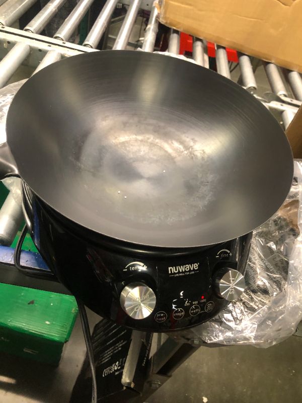 Photo 5 of **USED**FOR PARTS**NUWAVE MOSAIC Induction Wok with 14-inch carbon steel wok with tempered glass lid; precision temperature control from 100F to 575F, Wattage control (600W, 900W & 1500W