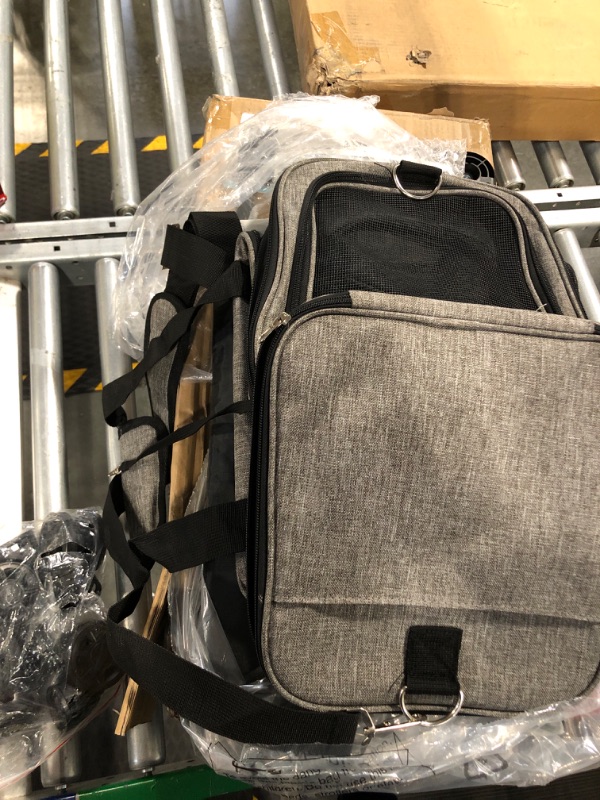 Photo 1 of Airline Approved PetCarrier with Wheels,Rolling CatDog Carrier,PetTravel Carrier on Wheels with Upgraded Wheels and Telescopic Handle,Expandable Carrier for under 25lbs-Grey,17.5"Lx11.2"Wx11.4"H ***Missing Bowl***