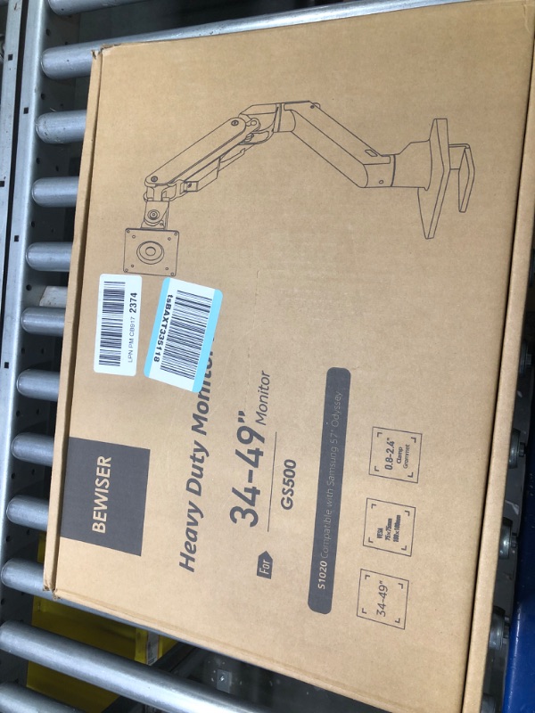 Photo 1 of BEWISER Heavy Duty Ultrawide Monitor Arm Desk Mount Fits Flat/Curved/Ultrawide Monitor 34-49Inch Full Motion Height Swivel Adjustable,Weight Capacity Up to 44 lbs?White? S1020 WHITE