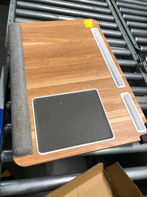 Photo 1 of HUANUO Lap Desk - Fits up to 17 inches Laptop Desk, Built in Mouse Pad & Wrist Pad for Notebook, Laptop, Tablet, Laptop Stand with Tablet, Pen & Phone Holder (Wood Grain)