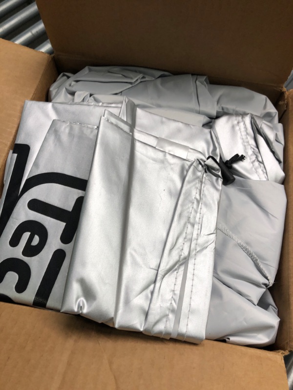 Photo 1 of Tecoom Truck Cover Waterproof All Weather,Outdoor Car Covers for Automobiles with Zipper Door/Lock,Sun Uv Snow Wind Hail Protection Pickup Truck Cover Universal Fit for Ford F150 (Length Up to 233") Silver TL: Fit Full Size Truck Length Up to 233"