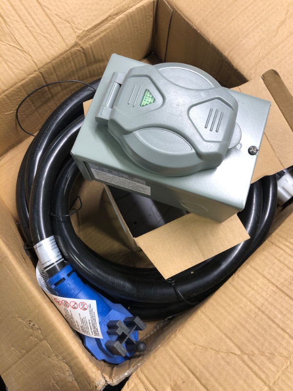Photo 1 of 50 Amp Generator Cord and Power Inlet Box, 20FT Generator Extension Cords 50 Amp,125V/250V Generator Power Cord NEMA14-50P/SS2-50R Twist Lock Connector 20FT Black+Blue