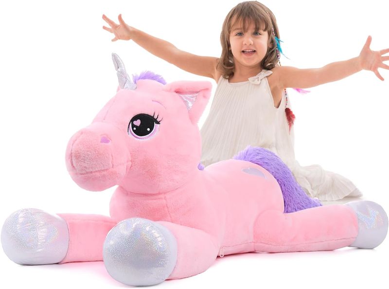 Photo 1 of Big Unicorn Stuffed Animal Plush Toy, Giant Animal Plush Pillow Unicorn Body Pillow for Girls Kids, Soft Hugging Pillow for Christmas Birthday Valentine's Day, Pink