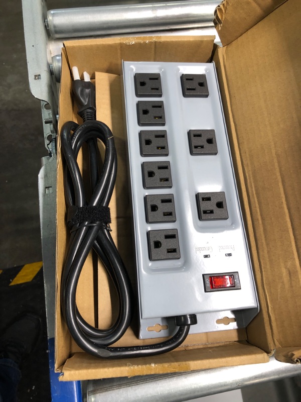 Photo 3 of ETL Listed Industrial Power Strip, Heavy Duty Metal Surge Protection Power Strip with 9 Outlets, 1875W,15A, 6 Foot Power Cord 1200 Joules Surge Protector for Industrial Applications 1 Pack