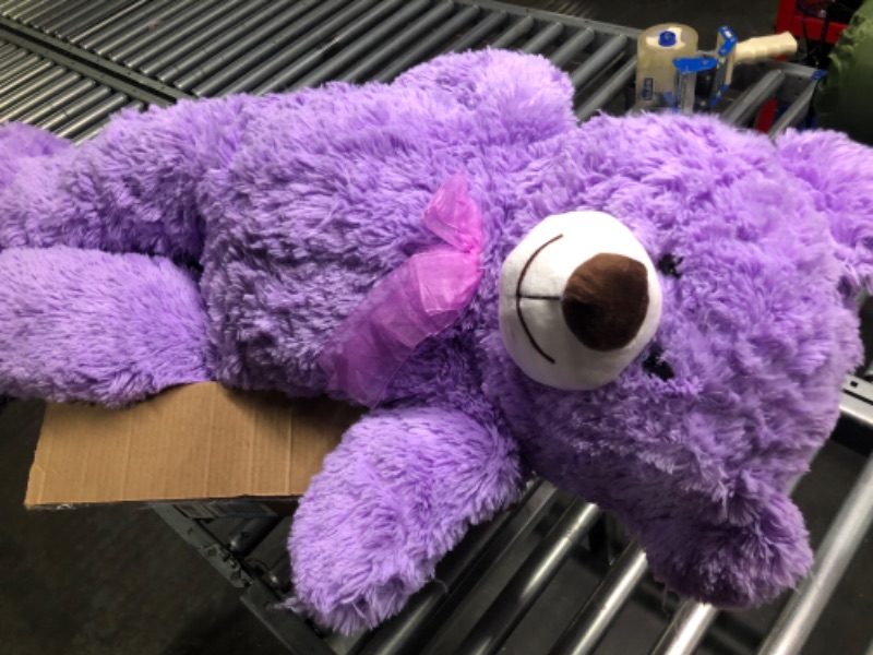 Photo 3 of HollyHOME Big Teddy Bear Stuffed Animal Large Teddy Bear Cuddly Plush Toy for Girlfriend Kids Purple