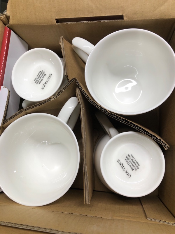 Photo 3 of ** set of 3 ** QOUTIQUE Bone China Coffee Mugs - 20 Ounce - Set of 4, Cups for Latte, Hot Tea, Cappuccino, Mocha, Cocoa, Mug Set, Large Coffee Mug, White White 22