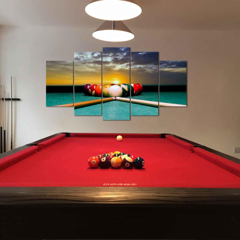 Photo 3 of Game Canvas Wall Art Pool Table Room Decor Billiard Balls Pictures Wall Decor Leisure Sport Painting Prints for Modern Game Room Club Bar Decoration12x20inchx2+12x28inchx2+12x32inchx1